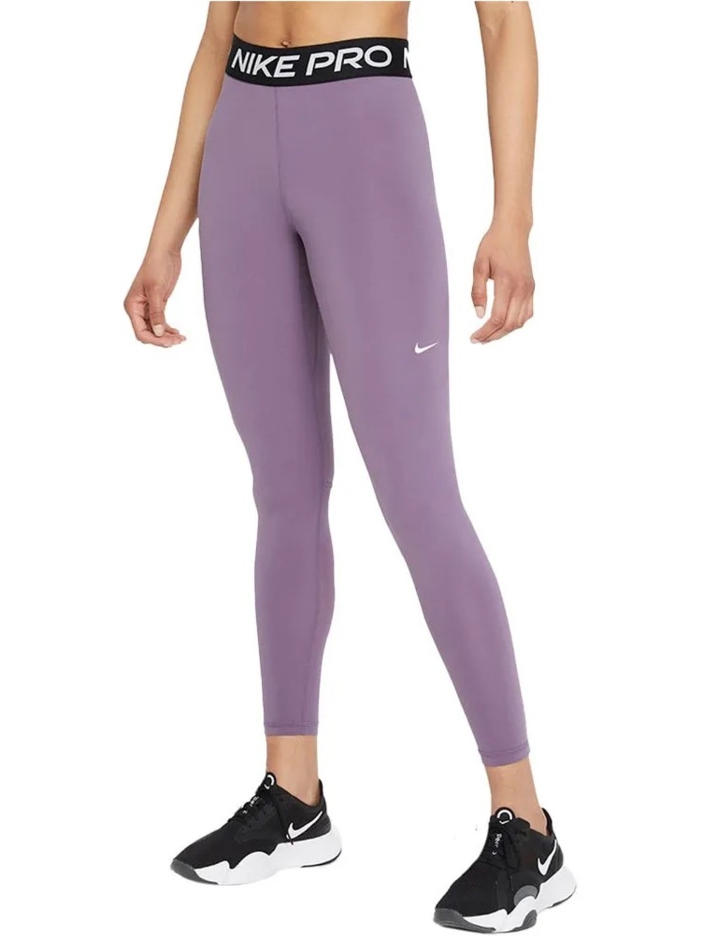 Nike Pro Mid Rise Full length Leggings Dusty Lavender Purple Womens Small Mesh